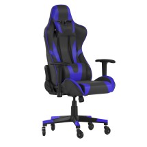 Flash Furniture CH-187230-1-BL-RLB-GG X20 Blue LeatherSoft Gaming / Racing Office Reclining Chair with Transparent Roller Wheels