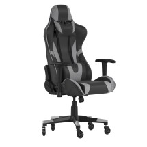 Flash Furniture CH-187230-1-GY-RLB-GG X20 Gray LeatherSoft Gaming / Racing Office Reclining Chair with Transparent Roller Wheels