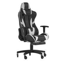 Flash Furniture CH-187230-BK-RLB-GG X30 Black LeatherSoft Gaming / Racing Reclining Computer Chair, Slide-Out Footrest, and Transparent Roller Wheels