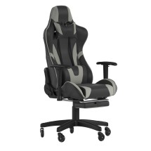 Flash Furniture CH-187230-GY-RLB-GG X30 Gray Gaming / Racing Reclining Computer Chair, Slide-Out Footrest, and Transparent Roller Wheels