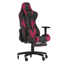 Flash Furniture CH-187230-RED-RLB-GG X30 Red LeatherSoft Gaming / Racing Reclining Computer Chair, Slide-Out Footrest, and Transparent Roller Wheels