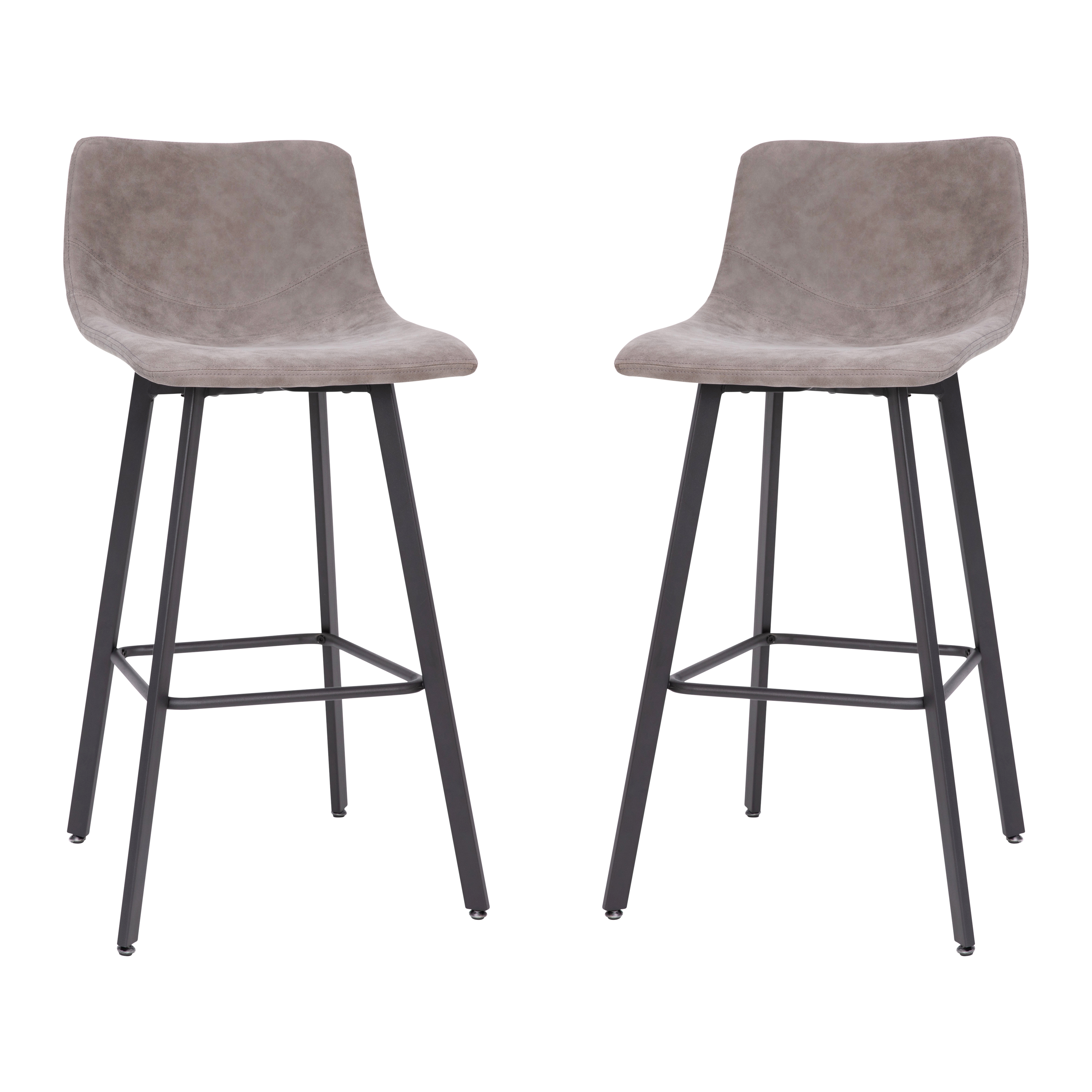 Flash Furniture CH-212069-30-GY-GG Modern Armless 30" Gray LeatherSoft Bar Height Stool, Black Iron Frame, Set of 2