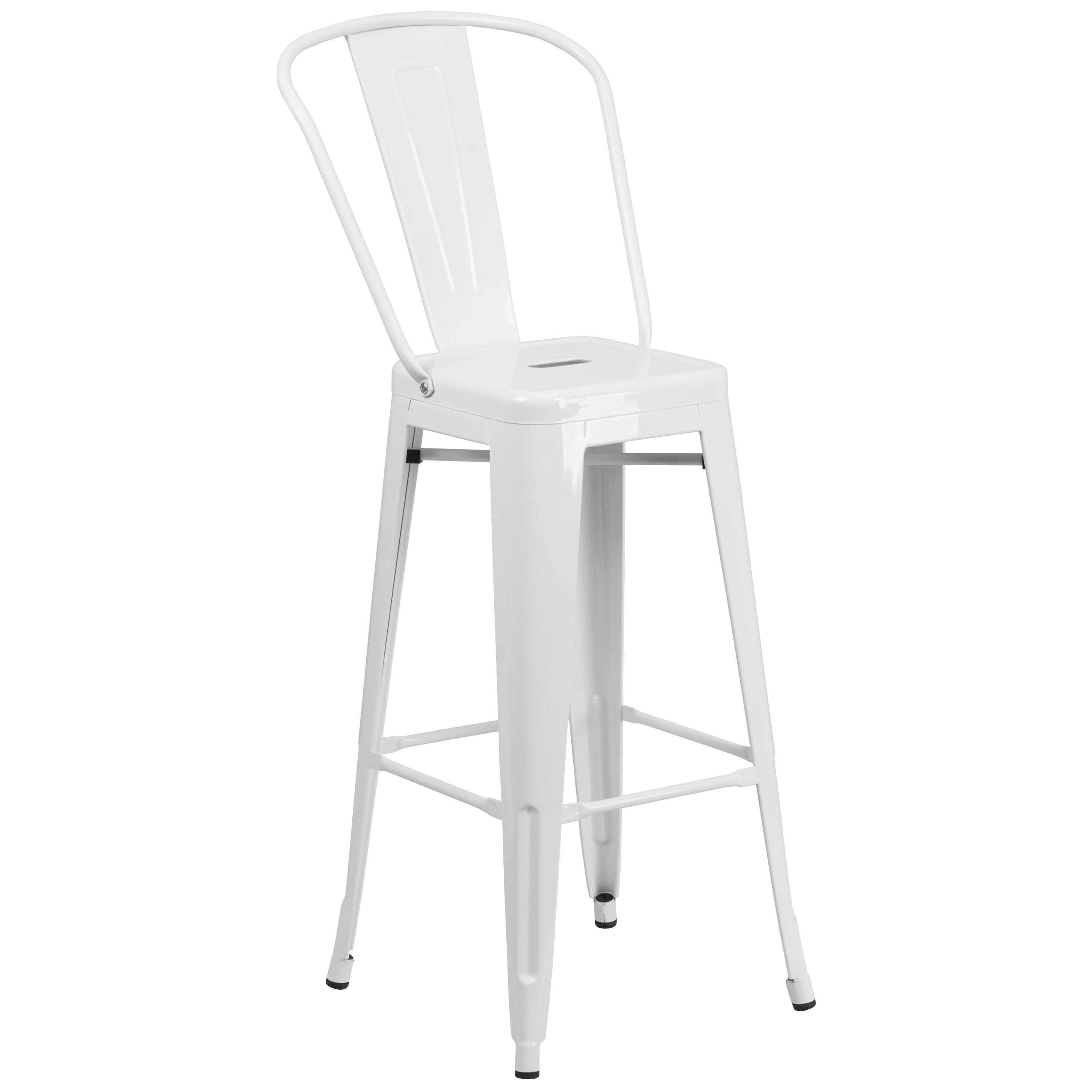 Flash Furniture CH-31320-30GB-WH-GG 30" White Metal Indoor/Outdoor Barstool with Removable Back