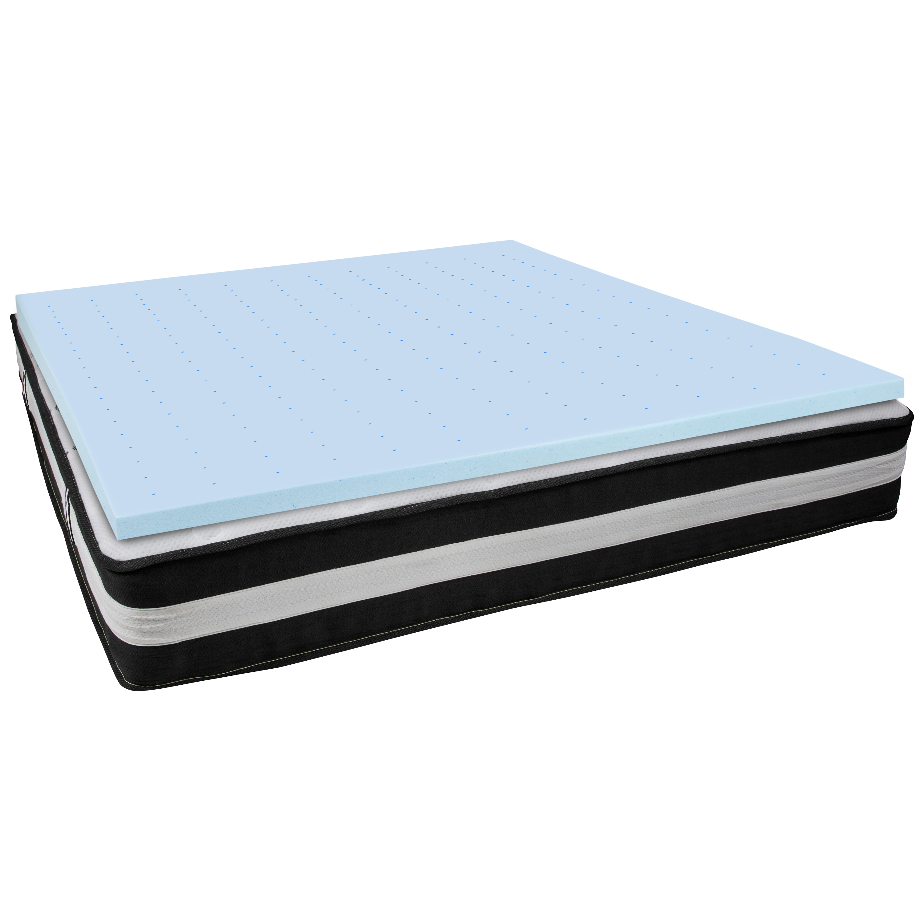 Flash Furniture CL-E230P-2M35-K-GG Capri Comfortable Sleep King 12" Foam Pocket Spring Mattress & 2" Gel Memory Foam Topper Bundle