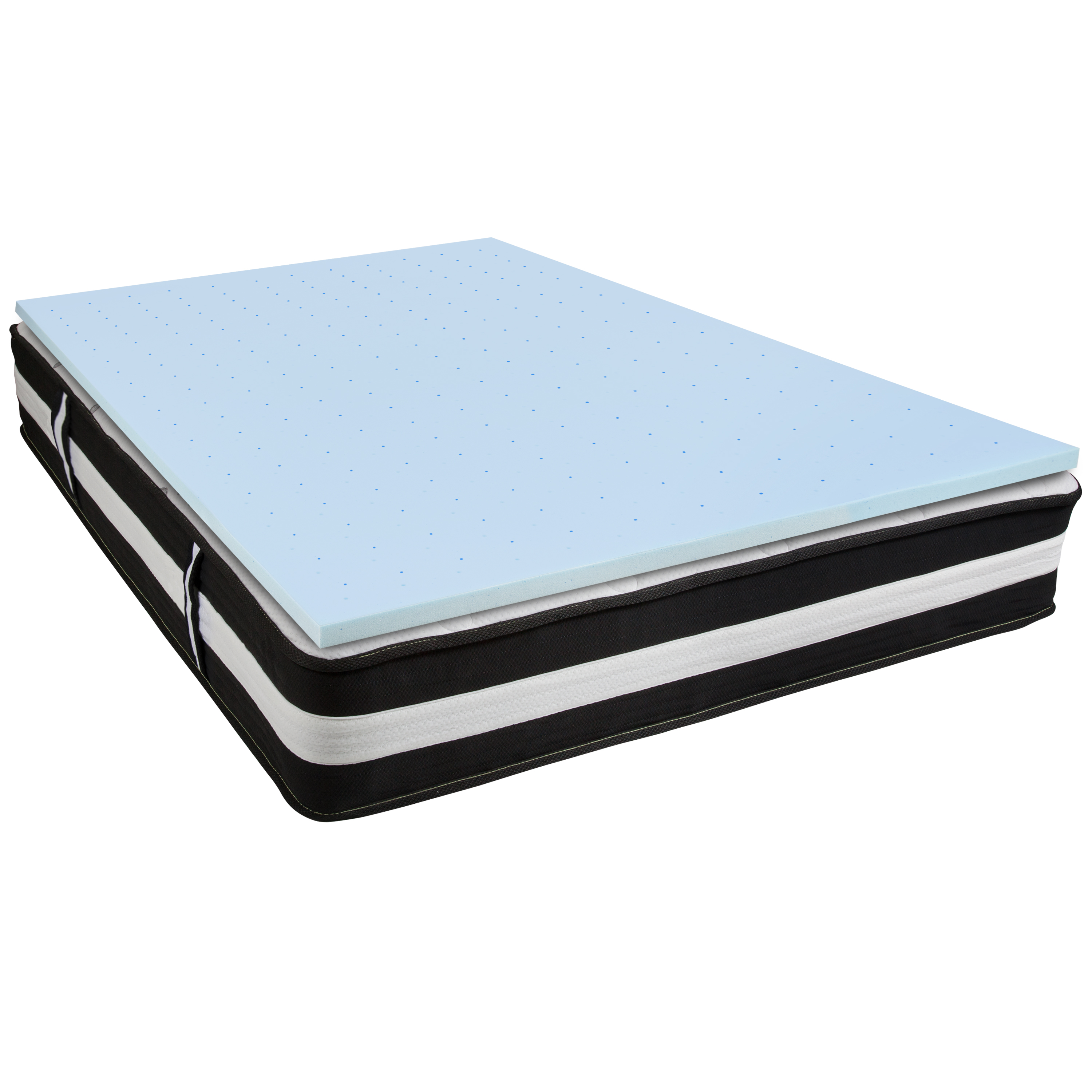 Flash Furniture CL-E230P-2M35-Q-GG Capri Comfortable Sleep Queen 12" Foam Pocket Spring Mattress & 2" Gel Memory Foam Topper Bundle