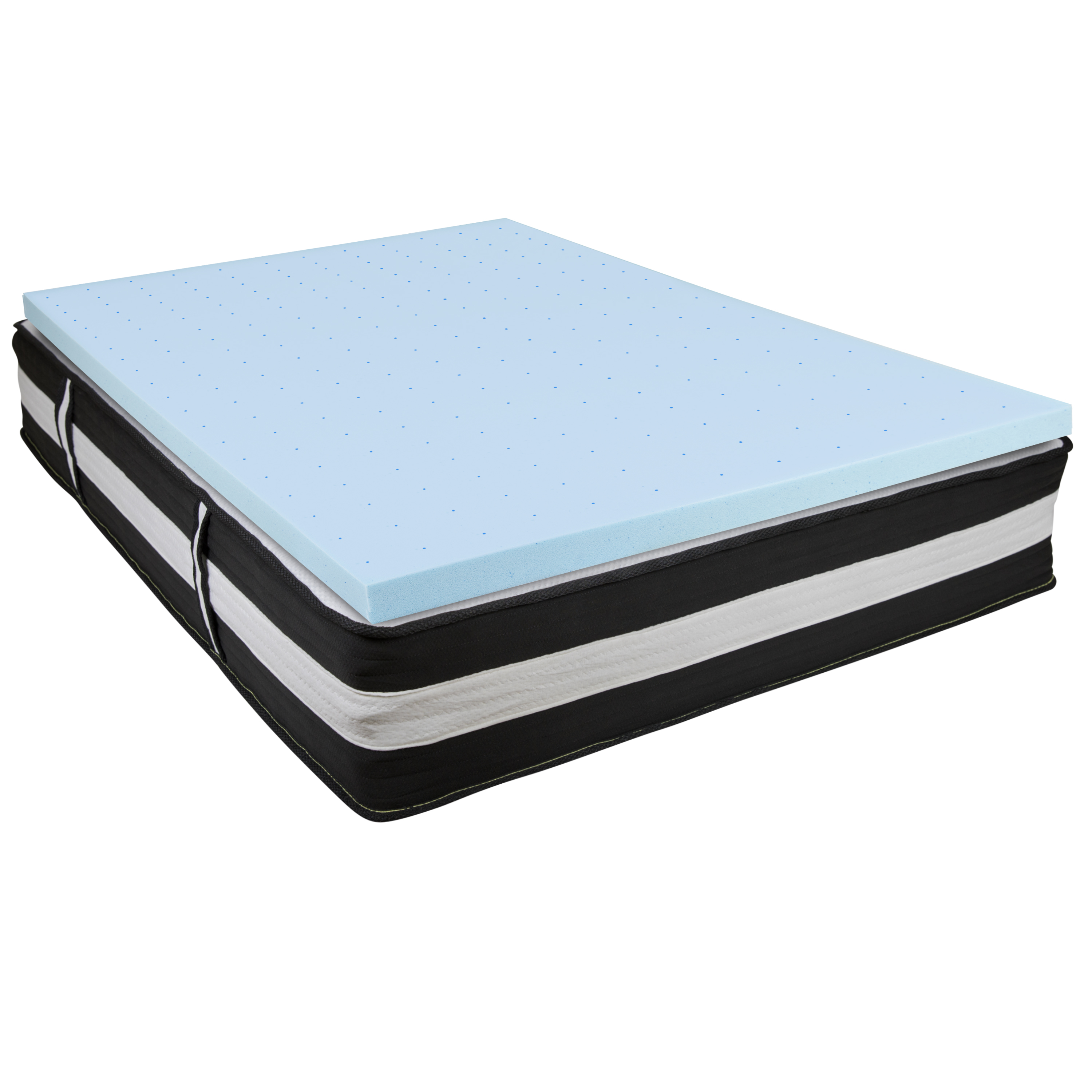 Flash Furniture CL-E230P-3M35-F-GG Capri Comfortable Sleep Full 12" Foam Pocket Spring Mattress & 3" Gel Memory Foam Topper Bundle