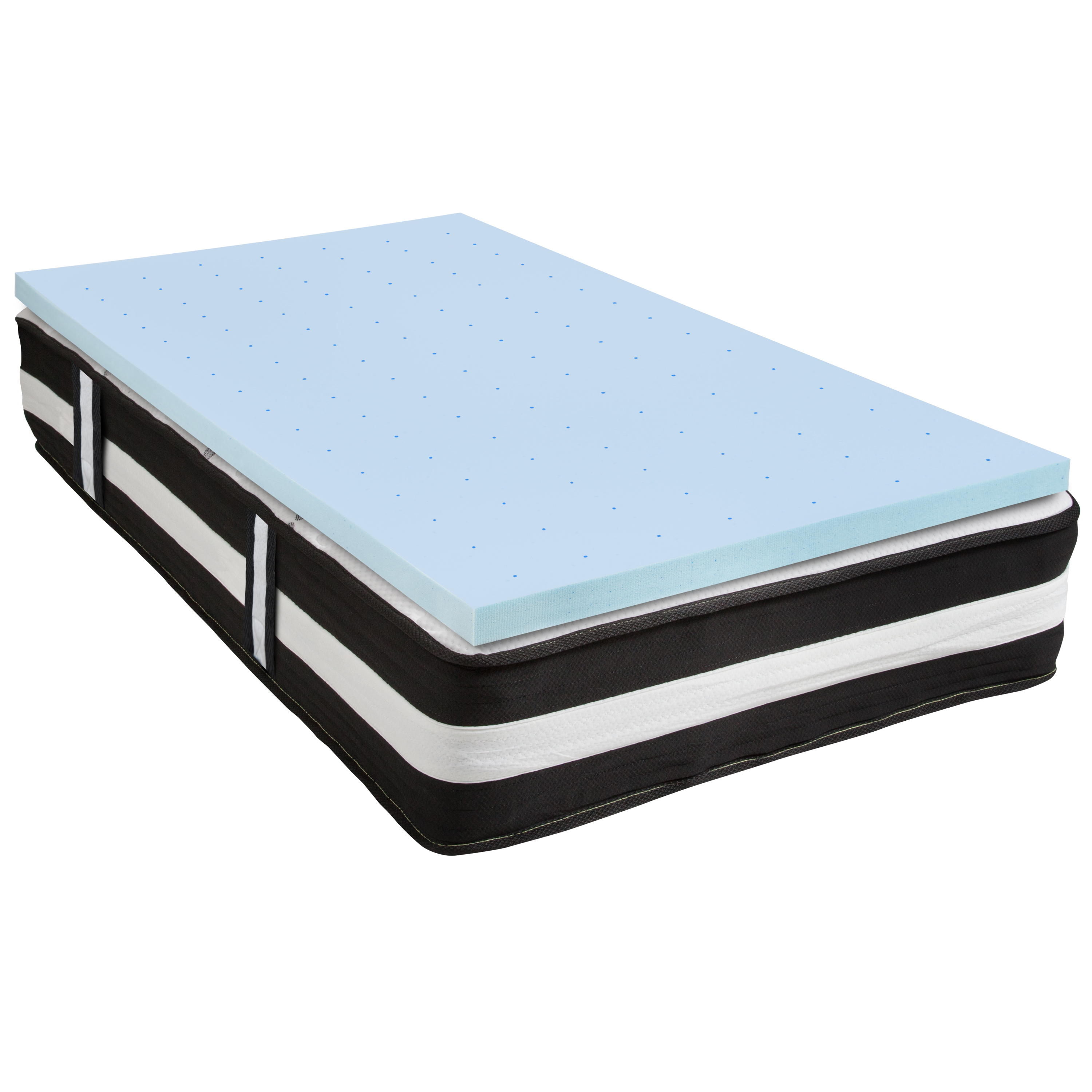 Flash Furniture CL-E230P-3M35-T-GG Capri Comfortable Sleep Twin 12" Foam Pocket Spring Mattress & 3" Gel Memory Foam Topper Bundle