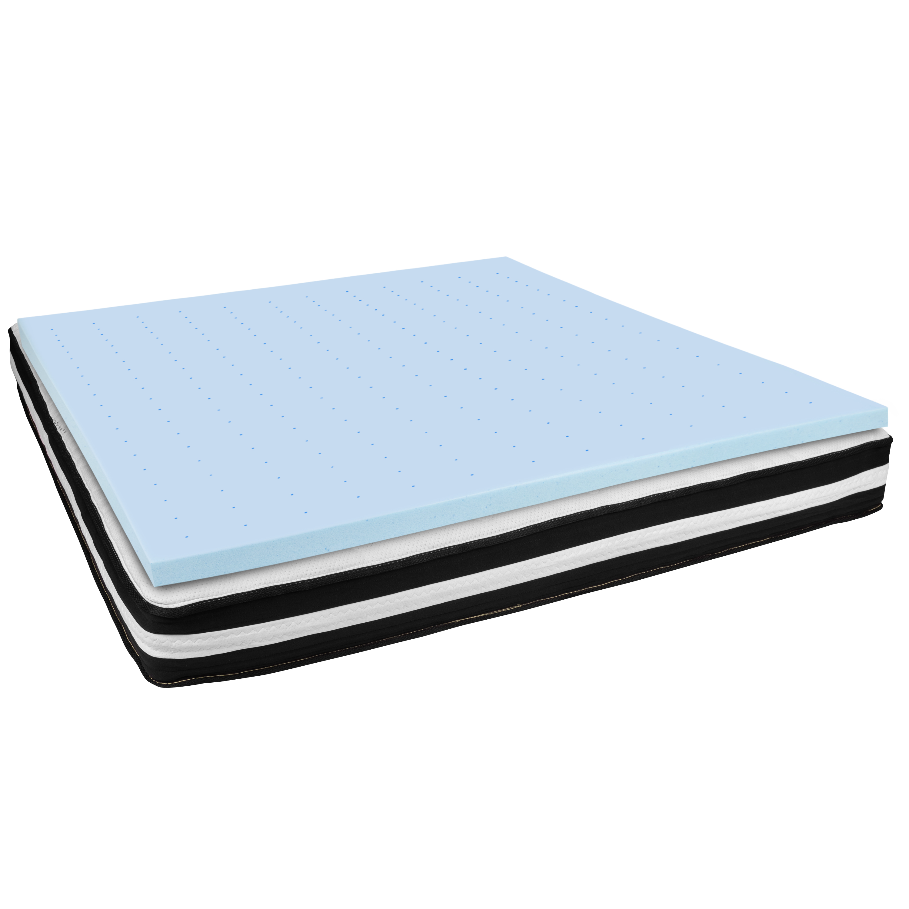 Flash Furniture CL-E230P10-2M35-K-GG Capri Comfortable Sleep King 10" Foam Pocket Spring Mattress & 2" Gel Memory Foam Topper Bundle