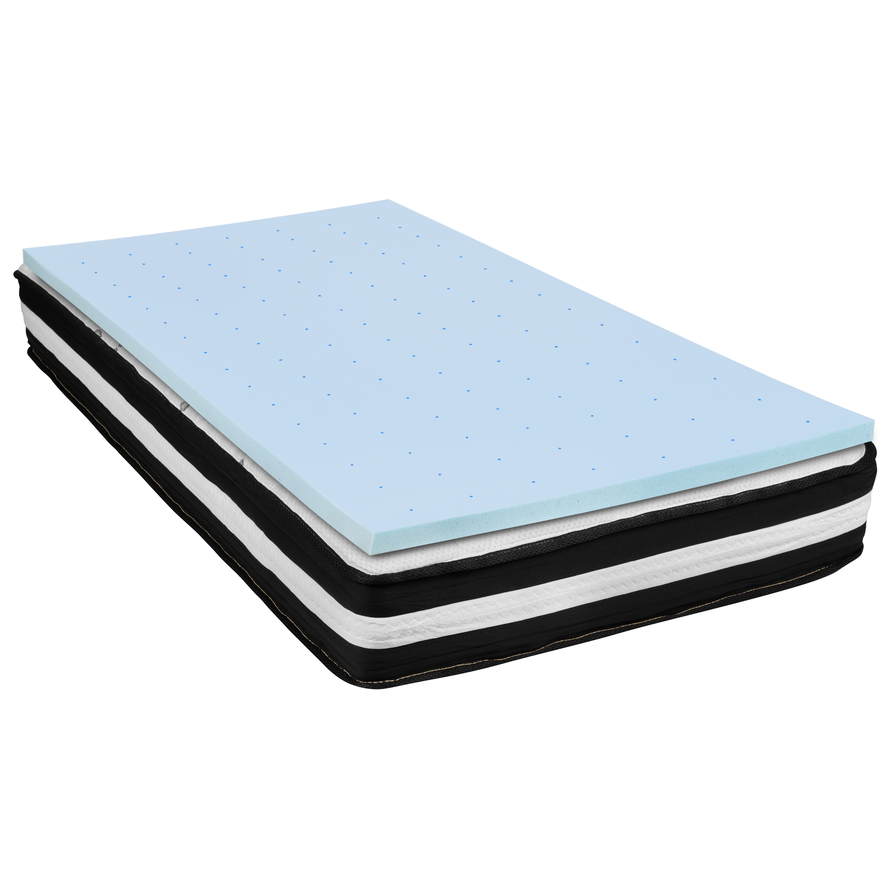 Flash Furniture CL-E230P10-2M35-T-GG Capri Comfortable Sleep Twin 10" Foam Pocket Spring Mattress & 2" Gel Memory Foam Topper Bundle