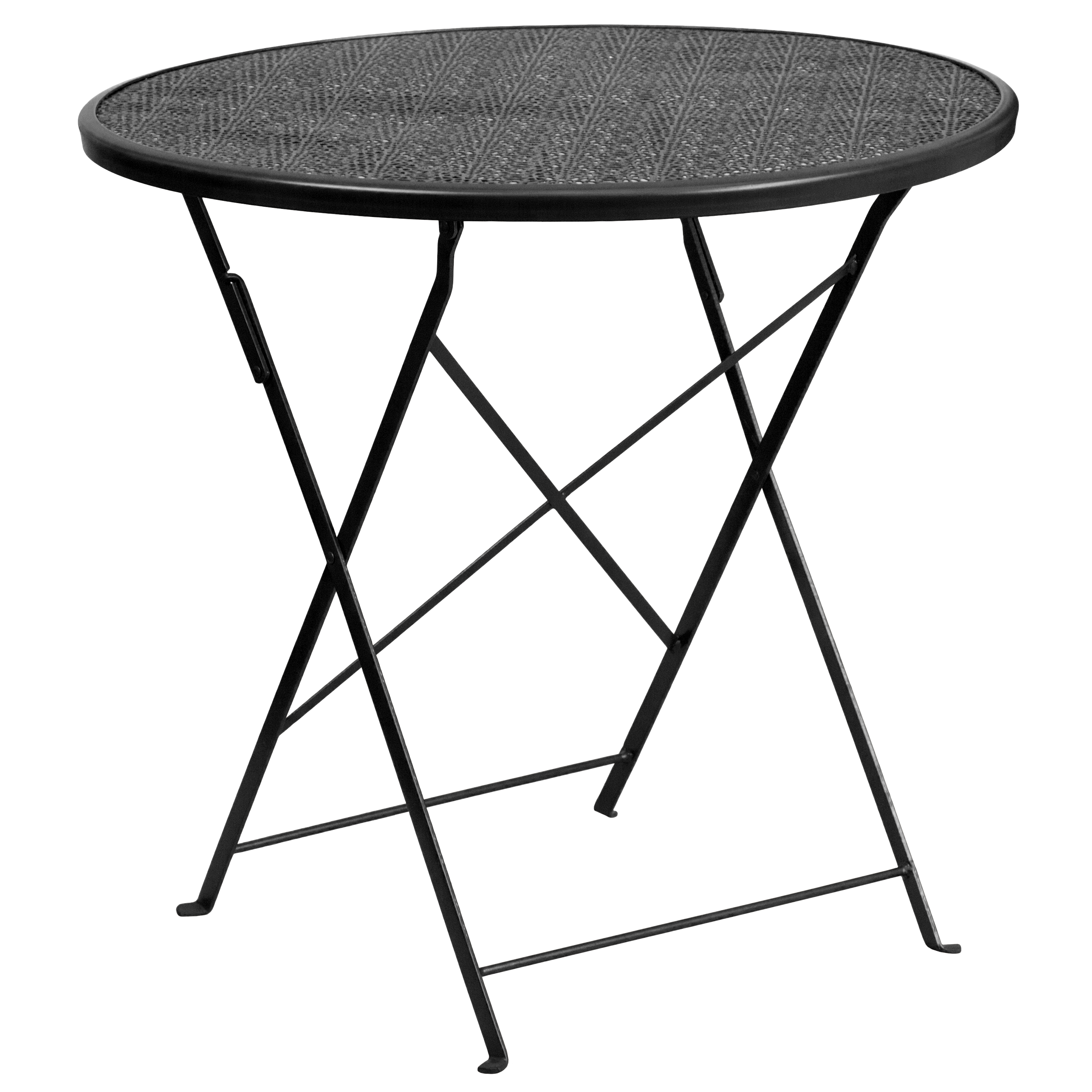 Flash Furniture CO-4-BK-GG 30" Round Black Indoor/Outdoor Steel Folding Patio Table