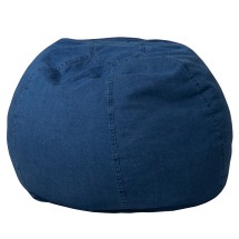 Flash Furniture DG-BEAN-SMALL-DENIM-GG Small Denim Refillable Bean Bag Chair for Kids and Teens