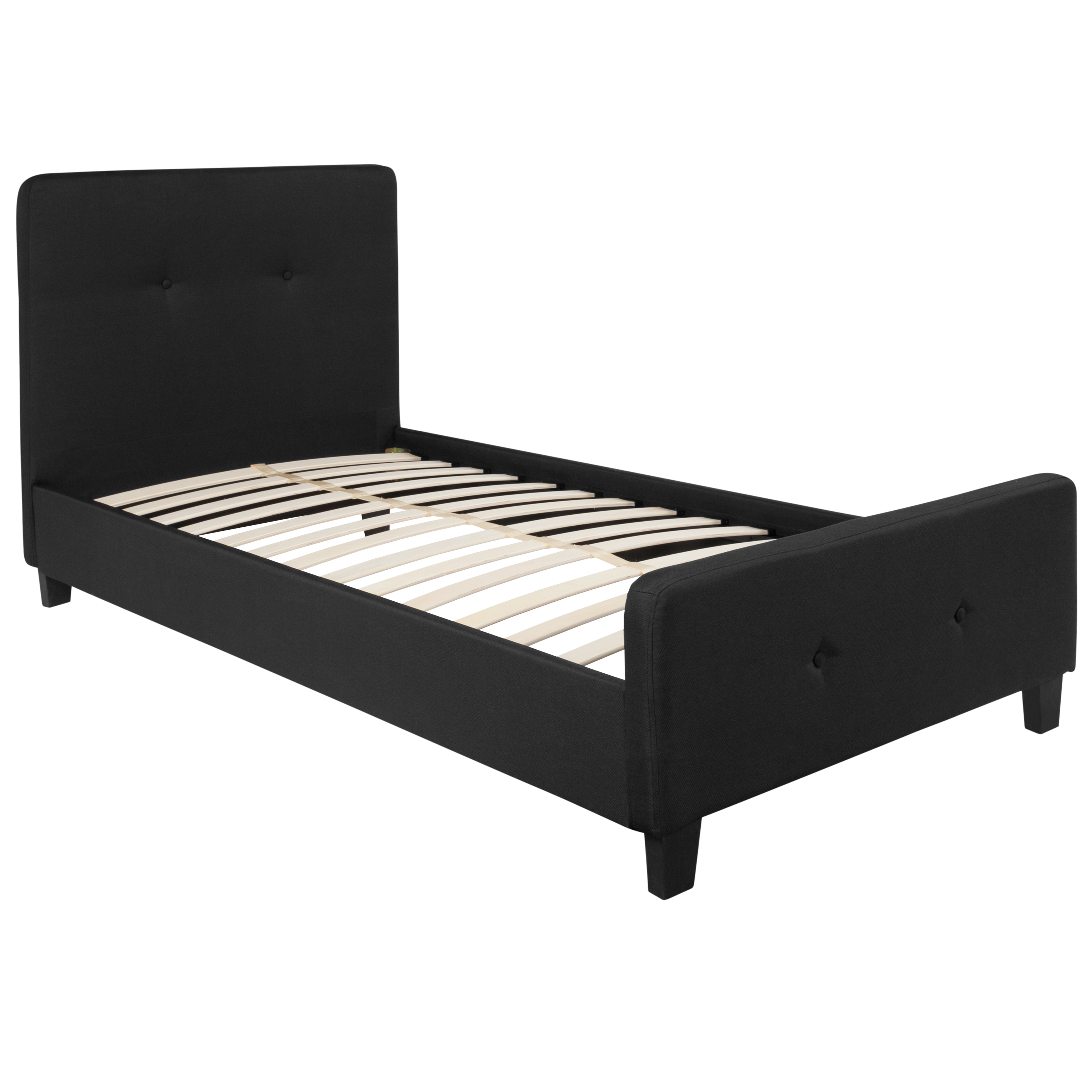 Flash Furniture HG-21-GG Twin Size Tufted Upholstered Platform Bed, Black Fabric