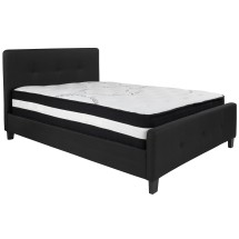 Flash Furniture HG-BM-22-GG Full Size Tufted Upholstered Platform Bed, Black Fabric with Pocket Spring Mattress