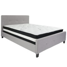 Flash Furniture HG-BM-27-GG Queen Size Tufted Upholstered Platform Bed, Light Gray Fabric with Pocket Spring Mattress