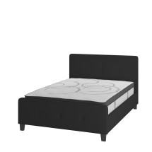 Flash Furniture HG-BM10-22-GG Full Size Tufted Upholstered Platform Bed, Black Fabric with 10&quot; Pocket Spring Mattress