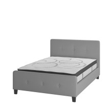 Flash Furniture HG-BM10-26-GG Full Size Tufted Upholstered Platform Bed, Light Gray Fabric with 10&quot; Pocket Spring Mattress