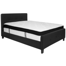 Flash Furniture HG-BMF-22-GG Full Size Tufted Upholstered Platform Bed, Black Fabric with Memory Foam Mattress