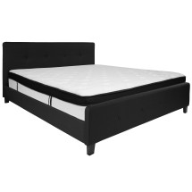 Flash Furniture HG-BMF-24-GG King Size Tufted Upholstered Platform Bed, Black Fabric with Memory Foam Mattress