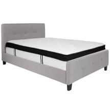 Flash Furniture HG-BMF-26-GG Full Size Tufted Upholstered Platform Bed, Light Gray Fabric with Memory Foam Mattress