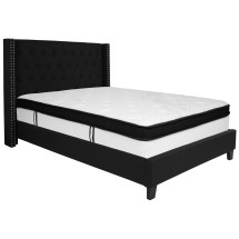 Flash Furniture HG-BMF-38-GG Full Size Tufted Upholstered Platform Bed, Black Fabric with Memory Foam Mattress