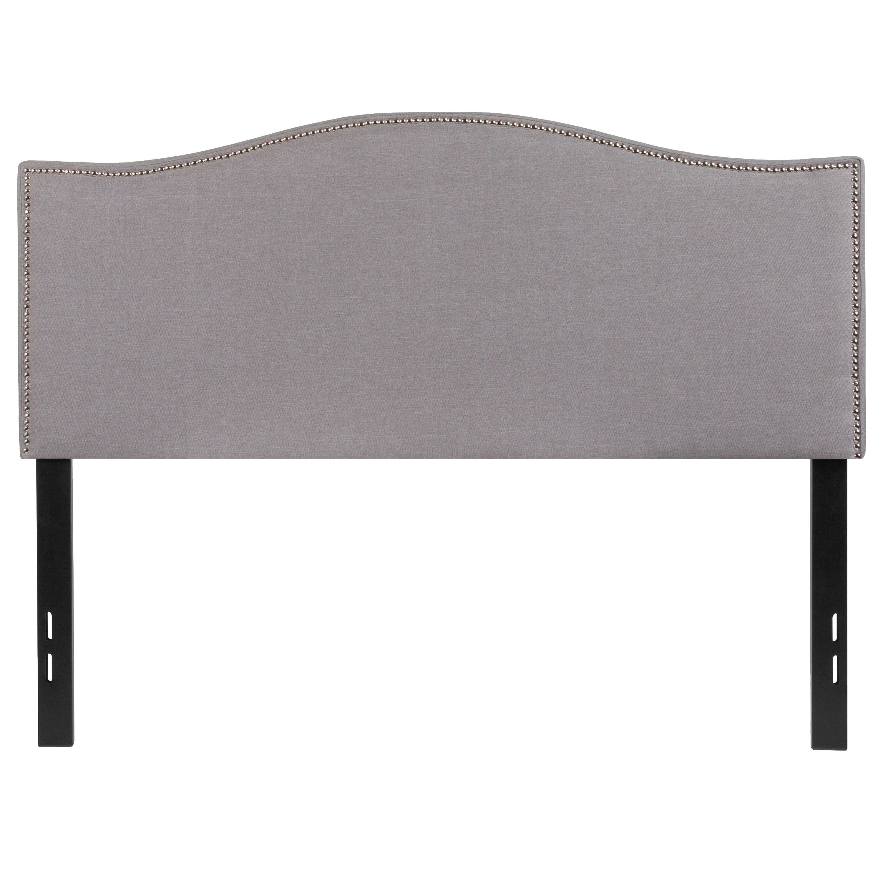 Flash Furniture HG-HB1707-F-LG-GG Upholstered Full Size Headboard with Accent Nail Trim in Light Gray