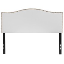 Flash Furniture HG-HB1707-F-W-GG White Upholstered Full Size Headboard with Accent Nail Trim