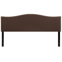 Flash Furniture HG-HB1707-K-DBR-GG Dark Brown Upholstered King Size Headboard with Accent Nail Trim