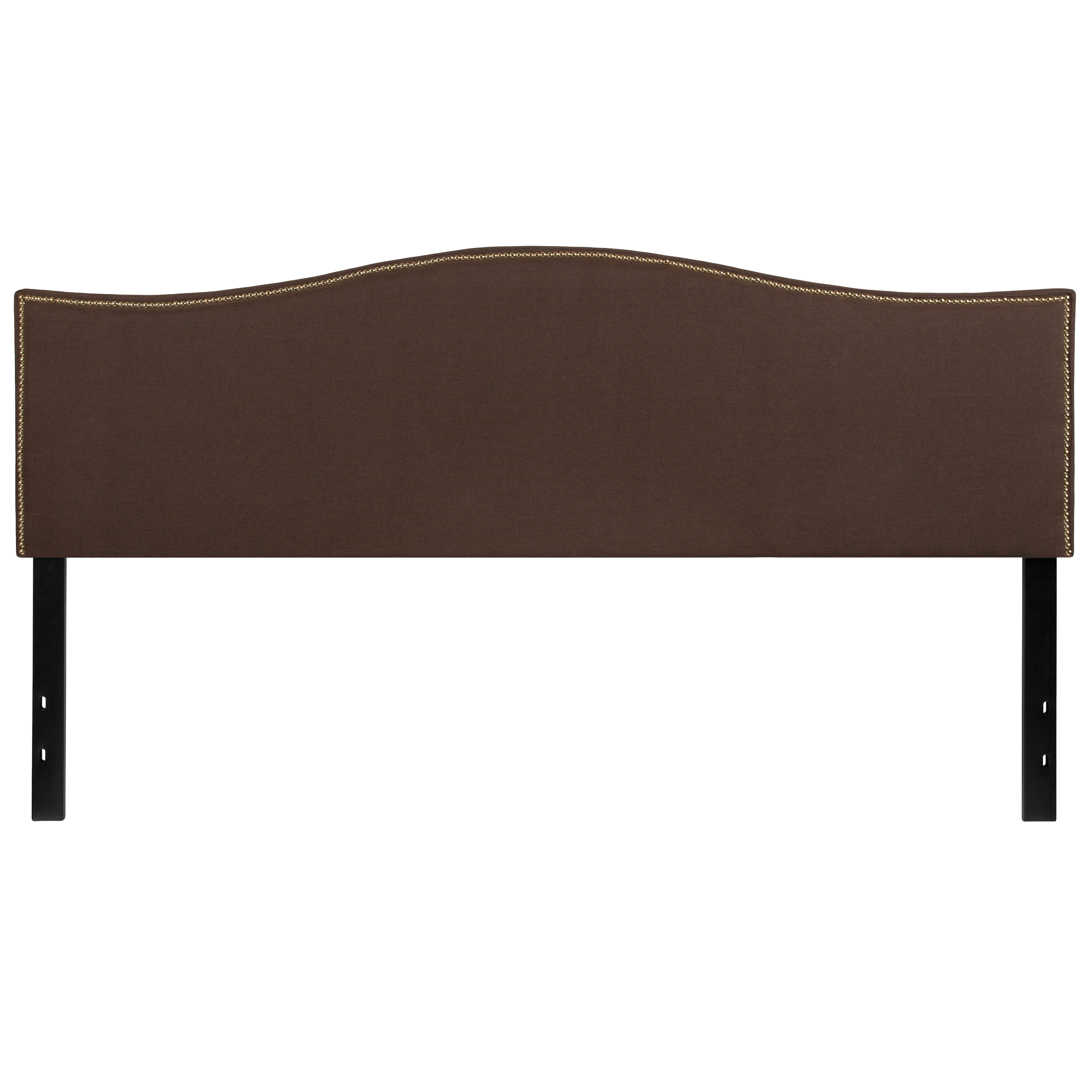 Flash Furniture HG-HB1707-K-DBR-GG Dark Brown Upholstered King Size Headboard with Accent Nail Trim