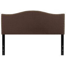 Flash Furniture HG-HB1707-Q-DBR-GG Dark Brown Upholstered Queen Size Headboard with Accent Nail Trim