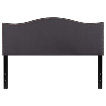 Flash Furniture HG-HB1707-Q-DG-GG Dark Gray Upholstered Queen Size Headboard with Accent Nail Trim
