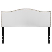 Flash Furniture HG-HB1707-Q-W-GG White Upholstered Queen Size Headboard with Accent Nail Trim