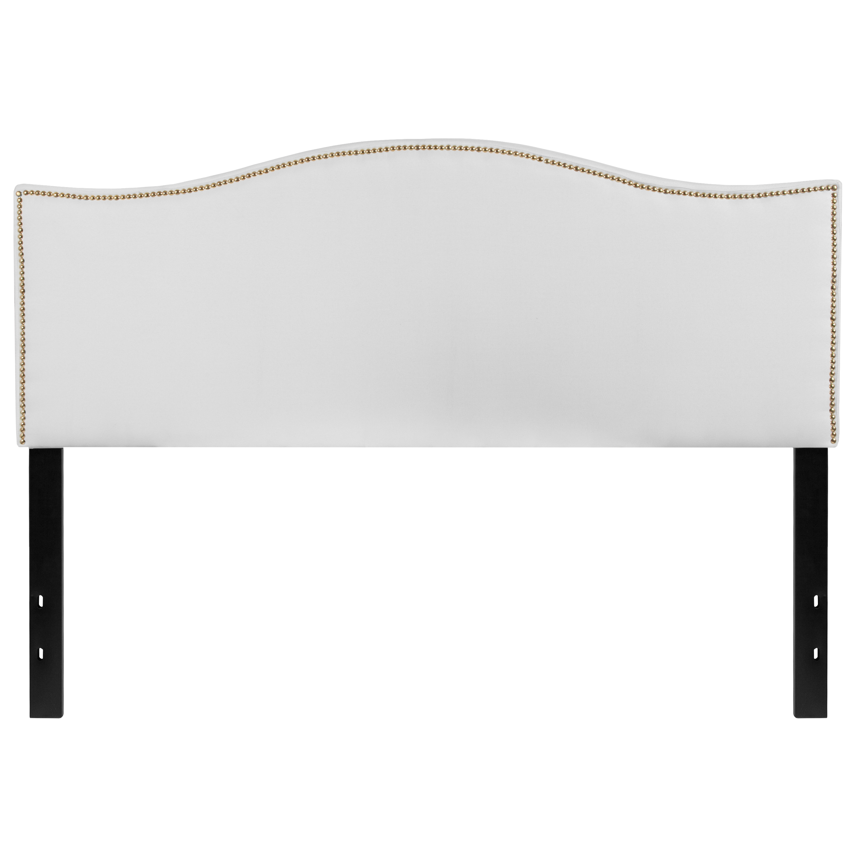 Flash Furniture HG-HB1707-Q-W-GG White Upholstered Queen Size Headboard with Accent Nail Trim