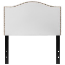 Flash Furniture HG-HB1707-T-W-GG White Upholstered Twin Size Headboard with Accent Nail Trim in Fabric