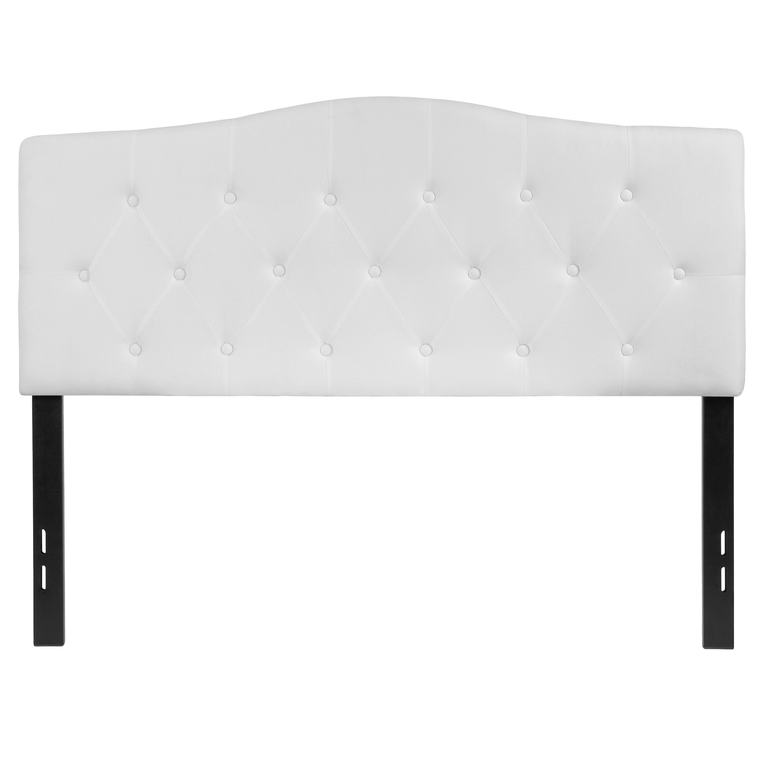 Flash Furniture HG-HB1708-F-W-GG White Tufted Upholstered Full Size Headboard, Fabric