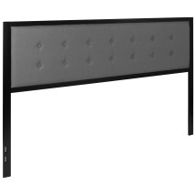 Flash Furniture HG-HB1725-K-DG-GG Metal Tufted Upholstered King Size Headboard, Dark Gray Fabric