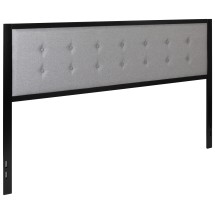 Flash Furniture HG-HB1725-K-LG-GG Metal Tufted Upholstered King Size Headboard, Light Gray Fabric