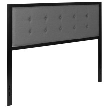 Flash Furniture HG-HB1725-Q-DG-GG Metal Tufted Upholstered Queen Size Headboard, Dark Gray Fabric