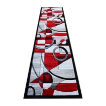 Flash Furniture KP-RG950-310-RD-GG Elias Collection 3' x 10' Red Geometric Abstract Area Rug, Olefin with Jute Backing 