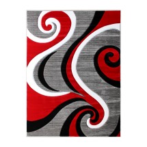 Flash Furniture KP-RG952-810-RD-GG Athos Collection 8' x 10' Red Abstract Area Rug, Olefin with Jute Backing 