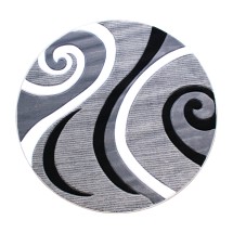 Flash Furniture KP-RG952-88-GY-GG Athos Collection 8' x 8' Gray Abstract Area Rug, Olefin with Jute Backing 