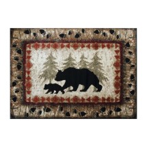 Flash Furniture KP-RGB3940-810-BN-GG Ursus Collection 8' x 10' Rustic Lodge Wandering Black Bear and Cub Area Rug with Jute Backing
