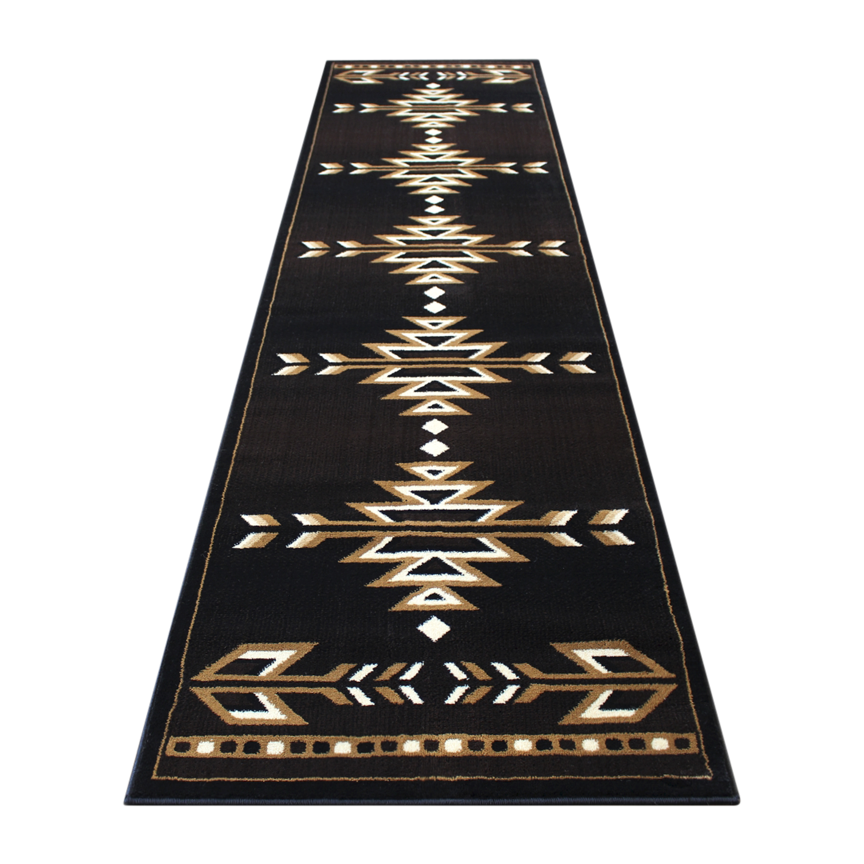 Flash Furniture KP-RGB9072-316-BN-GG Amado Collection Southwestern 3' x 16' Brown Olefin Accent Rug with Jute Backing