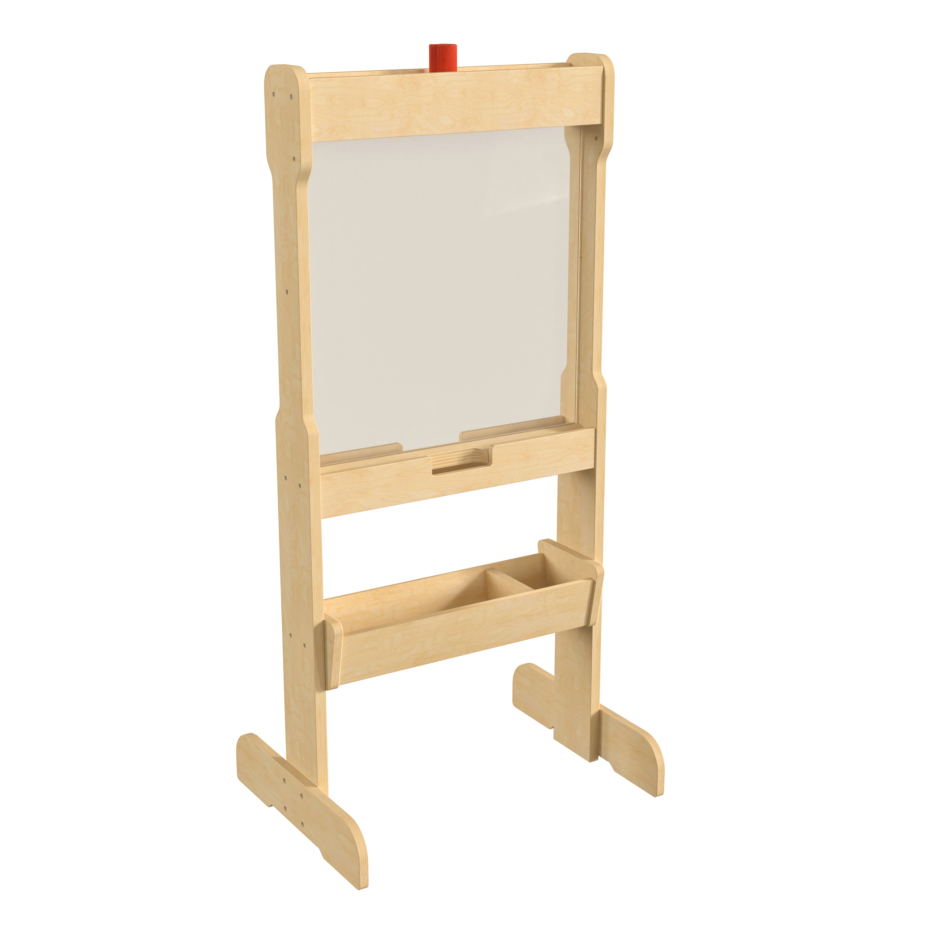 Flash Furniture MK-ME03669-GG Bright Beginnings Double Sided Natural Wood Free-Standing STEAM Easel, Storage Tray, Acrylic Paint Window