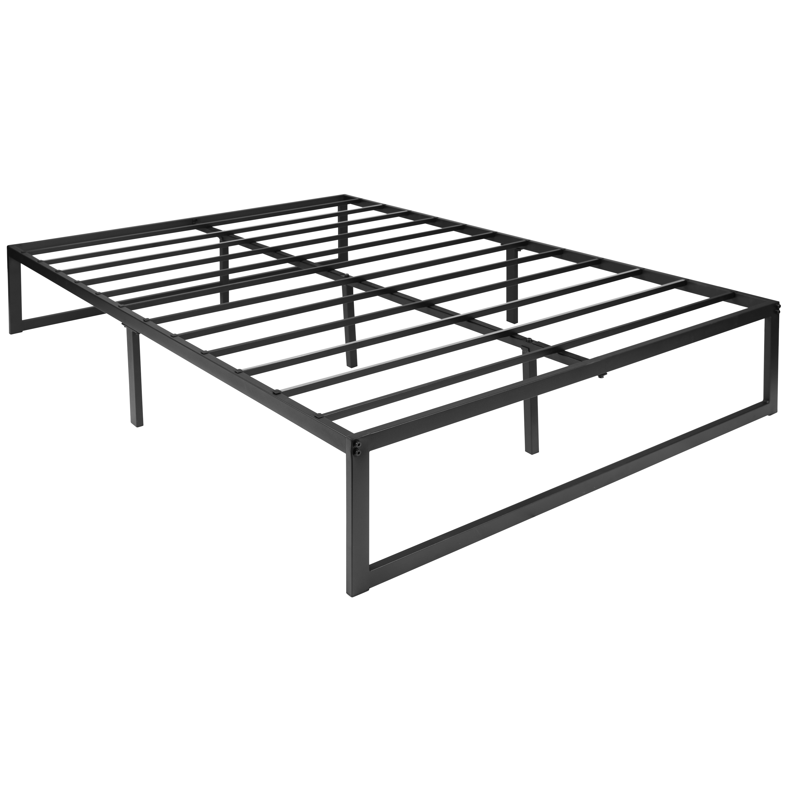 Flash Furniture MP-XU-BD10001-F-BK-GG Universal 14" Metal Platform Bed Frame with Steel Slat Support, Full Size 