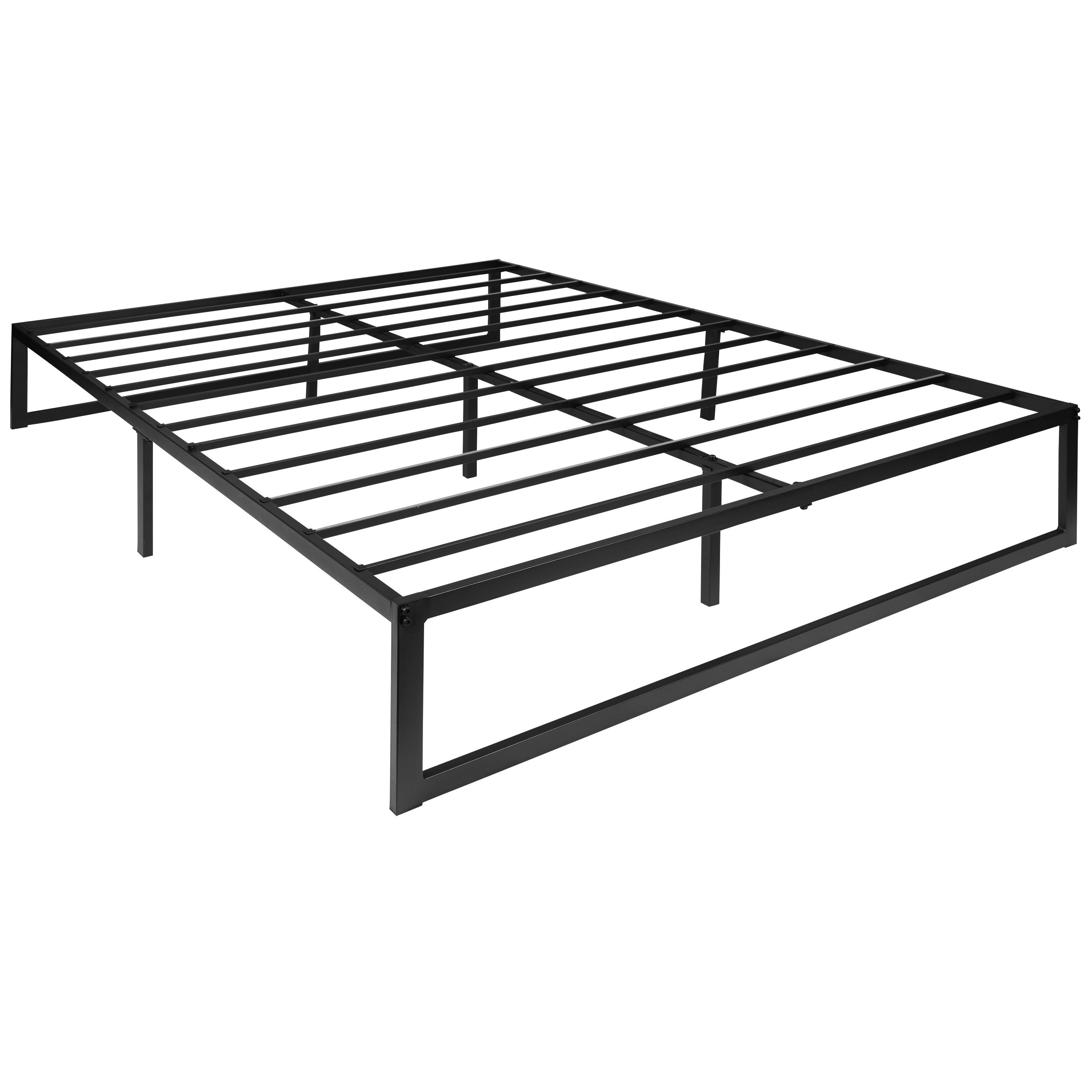 Flash Furniture MP-XU-BD10001-Q-BK-GG Universal 14" Metal Platform Bed Frame with Steel Slat Support, Queen Size