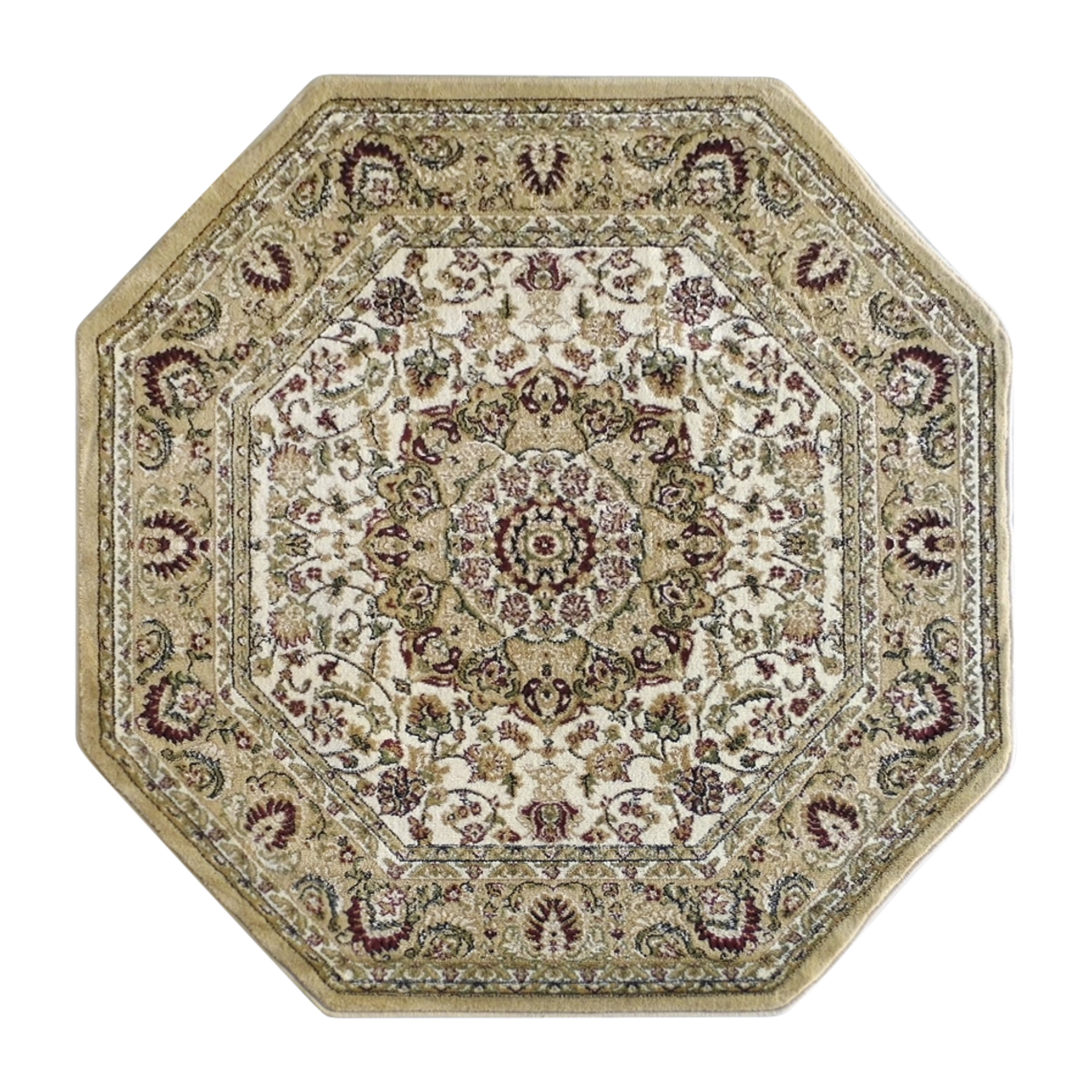 Flash Furniture NR-RG1881-55-IV-GG Mersin Persian Style 5" x 5" Ivory Octagon Area Rug-Olefin Rug with Jute Backing