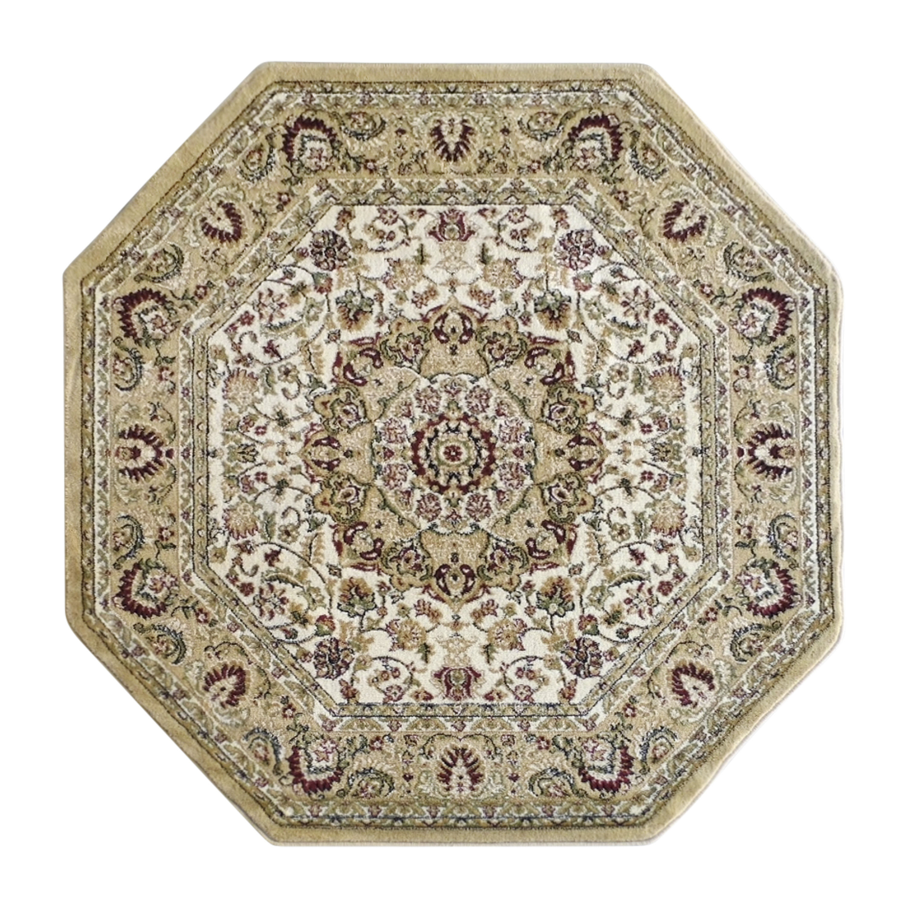 Flash Furniture NR-RG1883-77-IV-GG Mersin Persian Style 7" x 7" Ivory Octagon Area Rug-Olefin Rug with Jute Backing