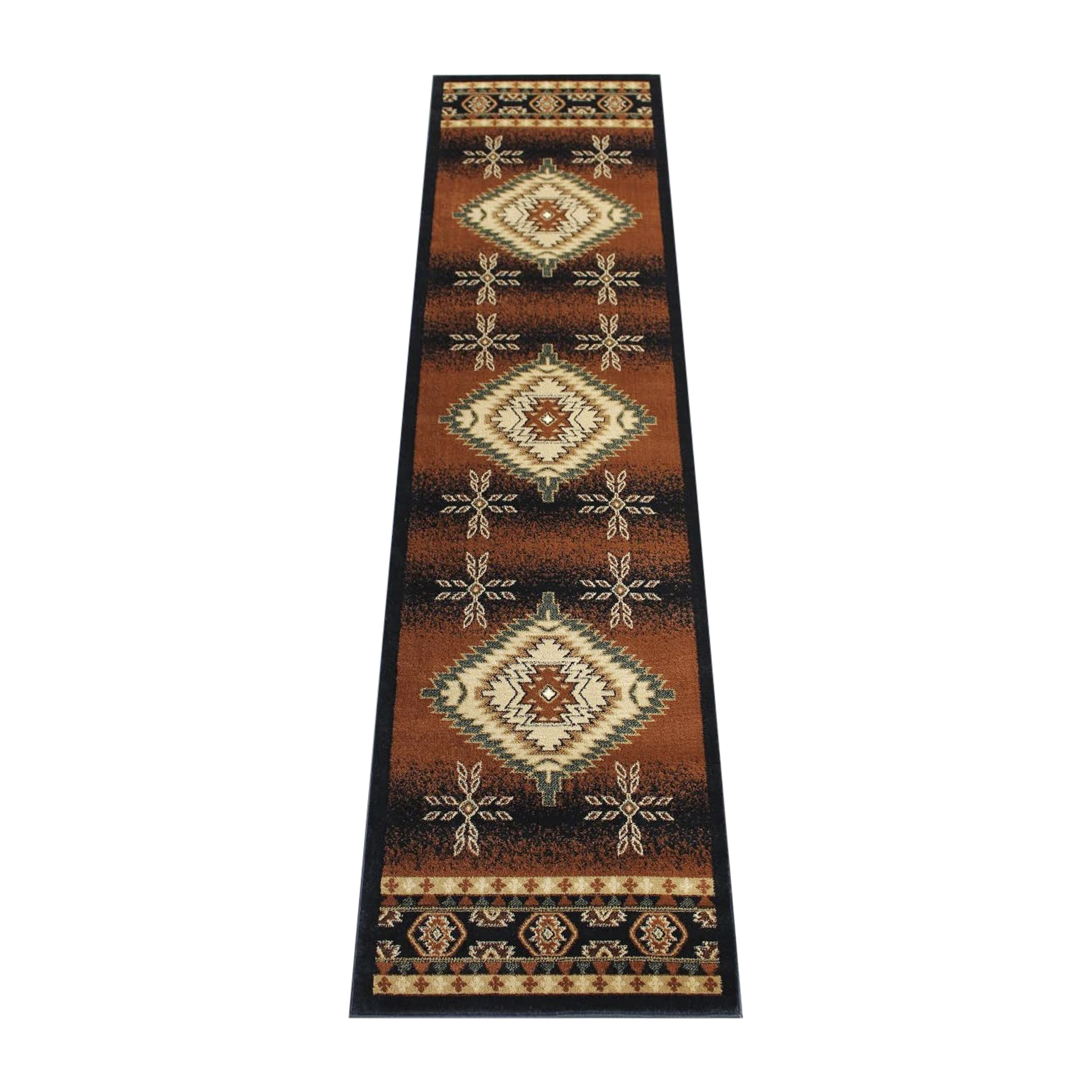 Flash Furniture NR-RG211-310-BK-GG Mirage Southwestern Style 3' x 10' Brown Olefin Area Rug with Jute Backing