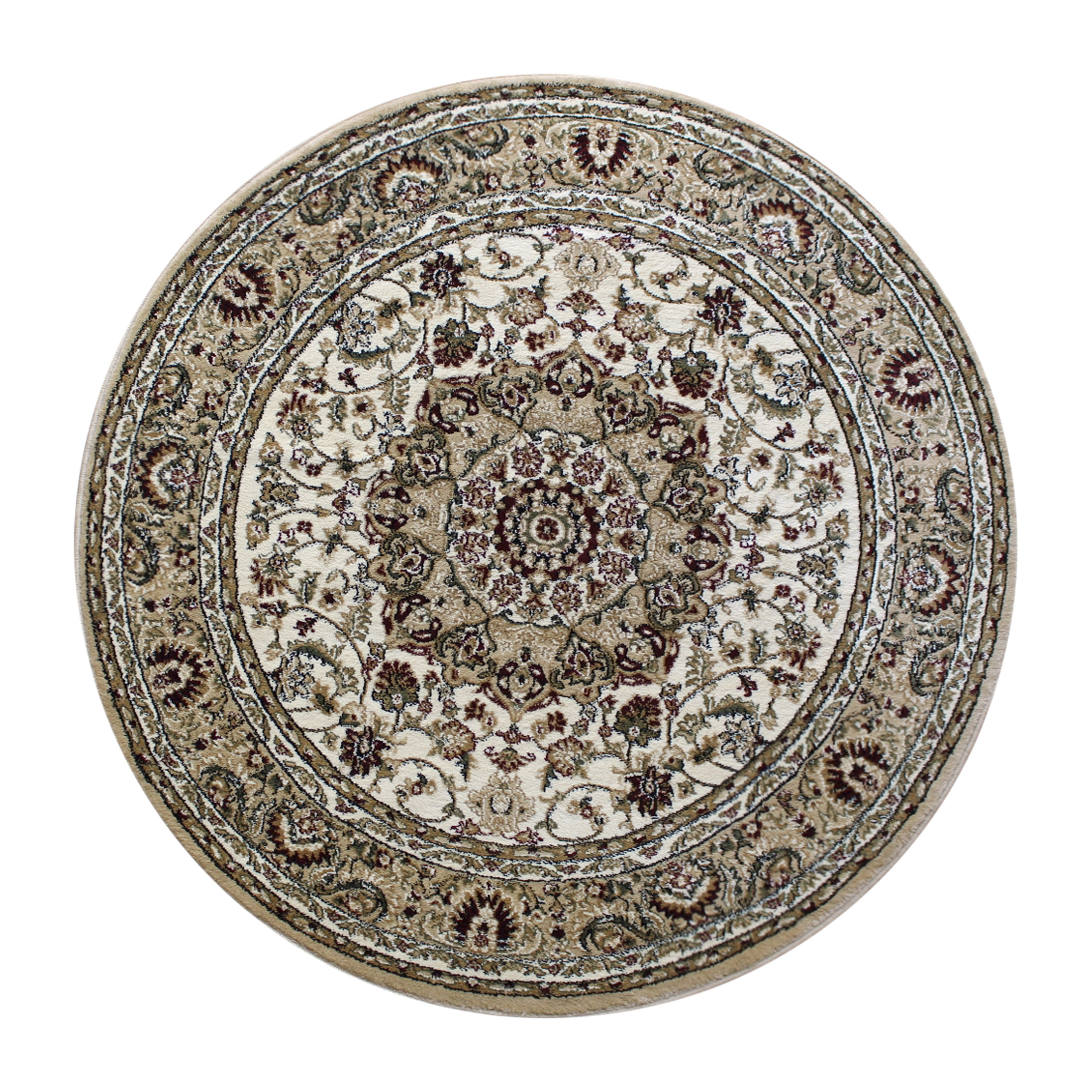 Flash Furniture NR-RG281-55-IV-GG Mersin Persian Style 5" x 5" Ivory Round Area Rug-Olefin Rug with Jute Backing