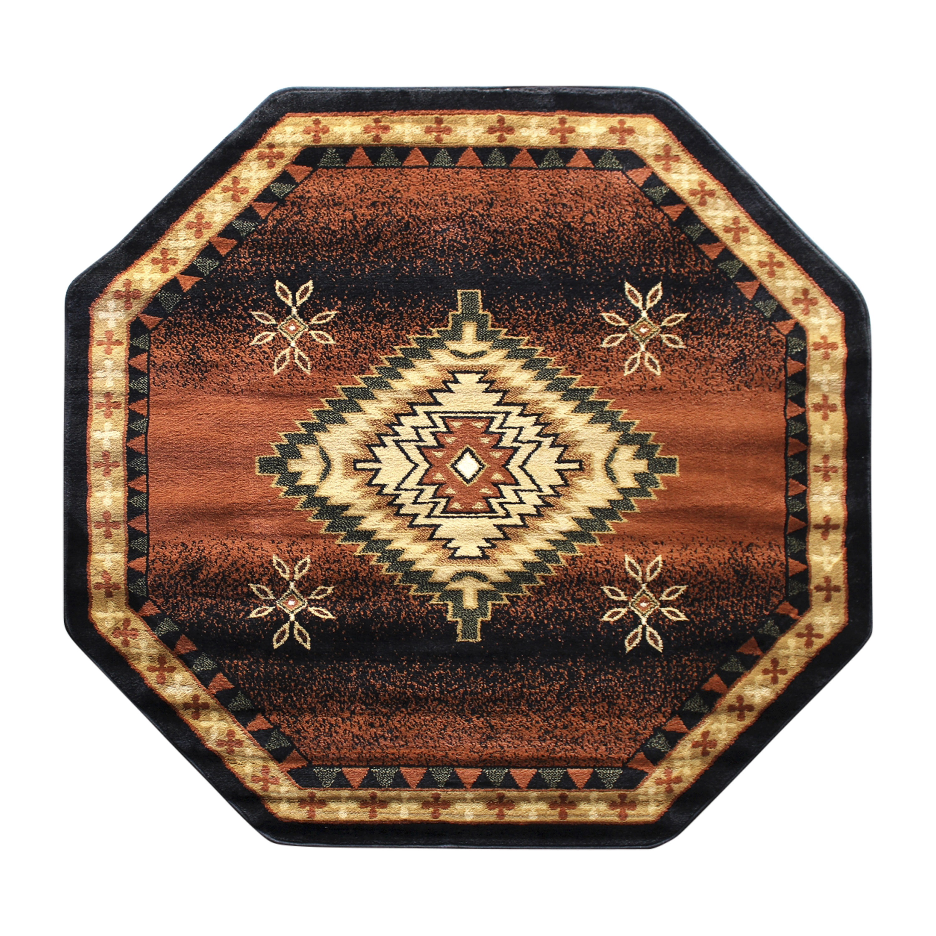 Flash Furniture NR-RGB357-55-BK-GG Mirage Southwestern Style Round 5' x 5' Brown Olefin Area Rug with Jute Backing